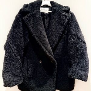 MaxMara Black and White Coat with Care Label Detail